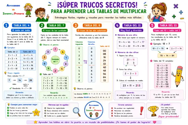 ¡Aprende todas las tablas de multiplicar con trucos visuales y divertidos!
