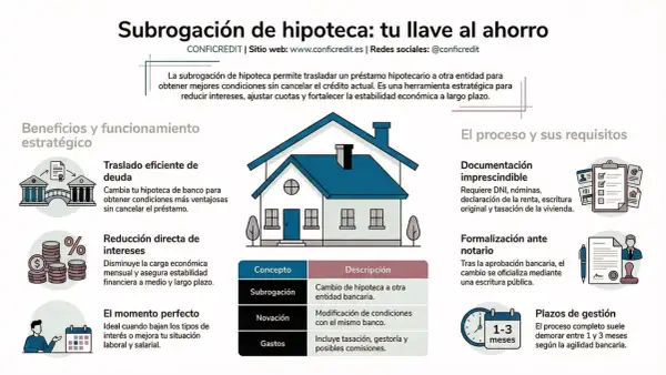 La subrogación de hipoteca es clave para ahorrar. Cambia tu préstamo a otra entidad para mejores condiciones, reduciendo intereses y cuotas.