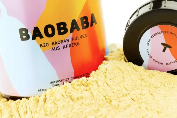 Bio Baobab Pulver aus Afrika, ein Superfood, das das Immunsystem unterstützt. Was ist Baobab? Ein nährstoffreiches Pulver.