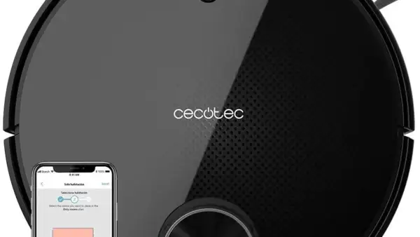Robot aspirador Cecotec Conga con app para seleccionar habitaciones. Facilita cambiar wifi y programar limpieza.