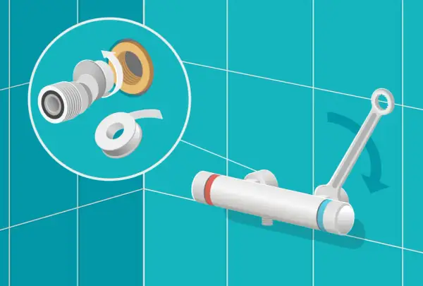 Installation d'un robinet de douche : raccordement et clé pour ajuster l'entraxe robinet douche.