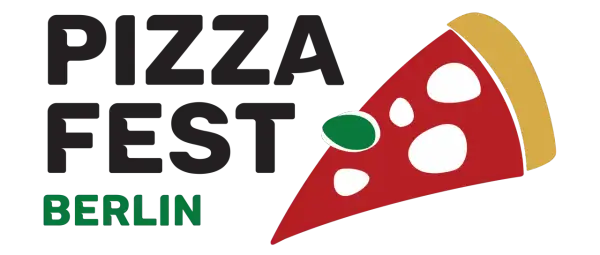 Pizza Fest Berlin: Ein riesiges Stück Pizza mit grünen und weißen Belägen, das für das bevorstehende Pizza Festival in Berlin wirbt.