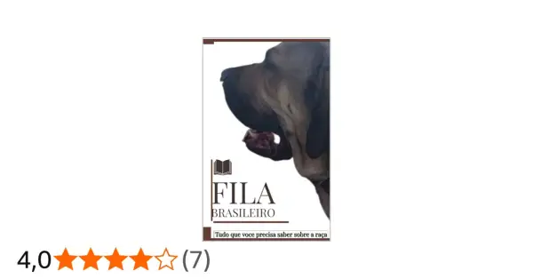 Primer plano de la cabeza de un Fila Brasileiro, con el texto "FILA BRASILEIRO" debajo.
