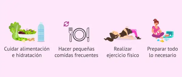 Consejos para la semana 36 de embarazo: cuidar alimentación, comer frecuente, ejercicio y preparar todo.