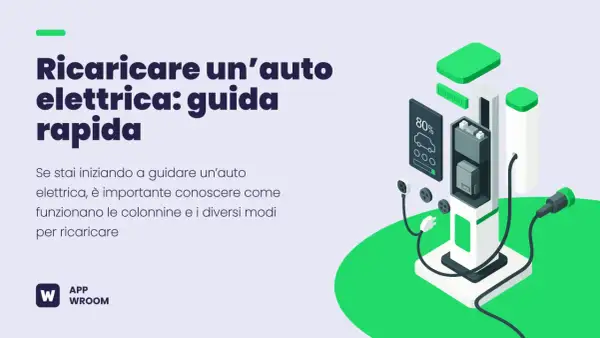 Colonnina per ricarica auto elettrica con cavo e spina. Guida rapida per la ricarica.