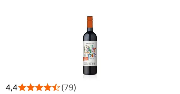 Flasche "The Flower Pot Primitivo" Wein mit bunter Etikettierung. Primitivo bei Wein steht für eine rote Rebsorte, bekannt für fruchtige Aromen.
