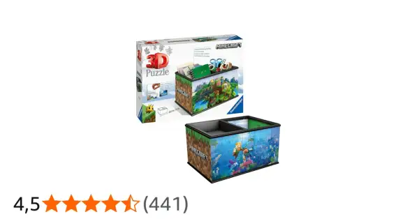 Zbuduj własny schowek z Minecraft! To trójwymiarowe puzzle z motywem gry, które po złożeniu stają się praktycznym pojemnikiem.