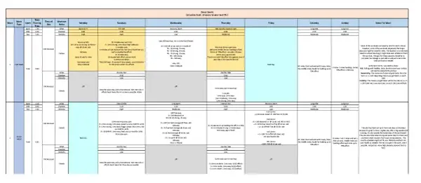 Triathlete training plan with swim, bike, and run workouts. Includes daily schedules and notes for a 16-week program.