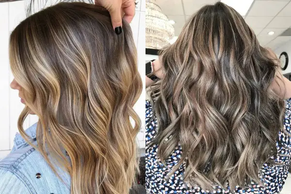 Capelli scalati mossi naturali con sfumature bionde e castane, un look pieno di luce e movimento.