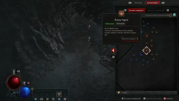Diablo 4 czarodziej build: Ściana Ognia, umiejętność piromancji zadająca obrażenia od ognia.