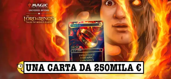Magic: The Gathering card featuring the One Ring from Lord of the Rings, with a fiery background and text.