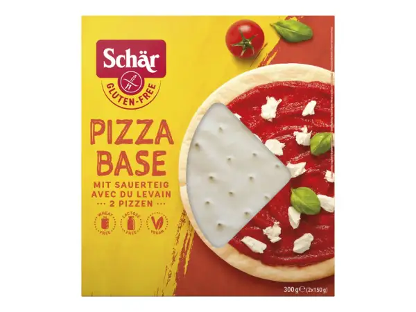 Pâte à pizza sans gluten Schär, prête à garnir. Idéale pour une pizza maison rapide et savoureuse.