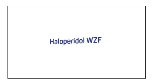 Napis "Haloperidol WZF" na białym tle.
