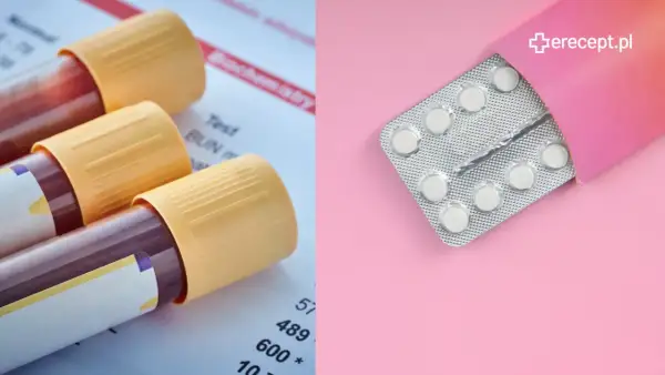 Probówki z krwią i opakowanie tabletek. Dulsevia - szybka droga do zdrowia.