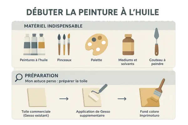 Préparation d'une toile avant peinture : application de gesso et fond coloré Imprimoturo.