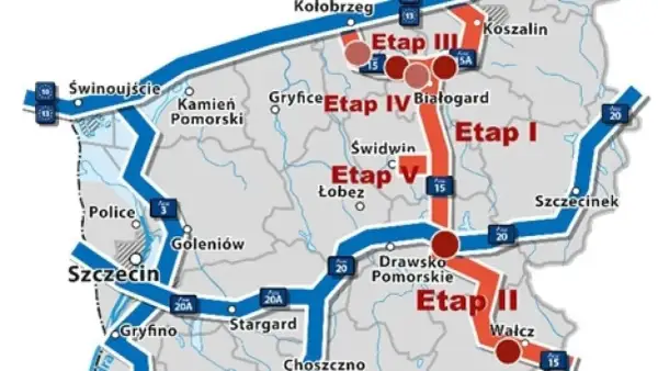 Mapa przedstawia etapy tras rowerowych w regionie, w tym okolice Koszalina. Zaplanuj swoją podróż!