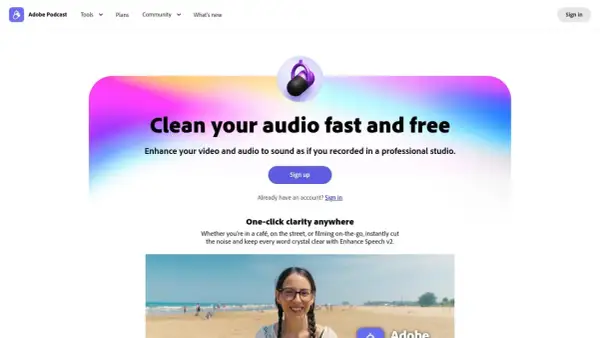 Adobe Podcast offers a free noise reduction plugin to clean your audio fast. Enhance your recordings for professional studio sound.