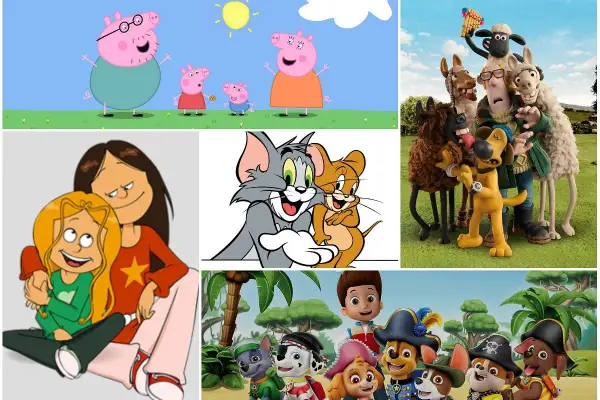 Świnka Peppa, Tom i Jerry, Psi Patrol, owce z filmu "Fistaszki" i inne postacie z bajek dla czterolatka.
