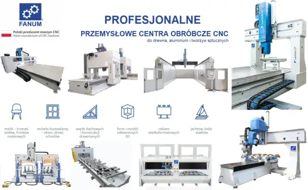 Profesjonalne centra obróbcze CNC do drewna, aluminium i tworzyw sztucznych. Precyzyjne wycinanie w drewnie mebli, stolarki budowlanej, więźb dachowych i modeli 3D.