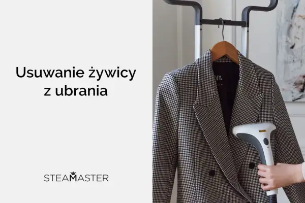 Jak usunąć żywicę z czarnego ubrania? Parownica Steamaster pomoże odświeżyć marynarkę.