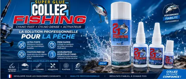 Super colle cyanoacrylate pour la pêche : fixation rapide et durable. Idéal pour montages, leurres et réparations.