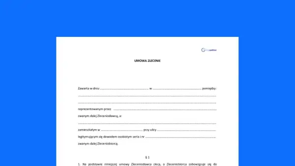 Fragment umowy zlecenia z polami do wypełnienia.
