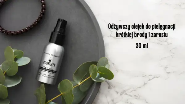 Odżywczy olejek do pielęgnacji krótkiej brody i zarostu. Idealny, gdy zastanawiasz się, co na porost brody. 30 ml.