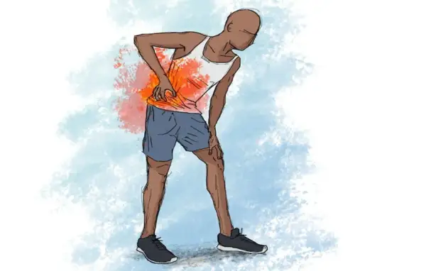 Un coureur souffre d'un point de côté pendant sa course, une douleur vive qui l'oblige à s'arrêter.