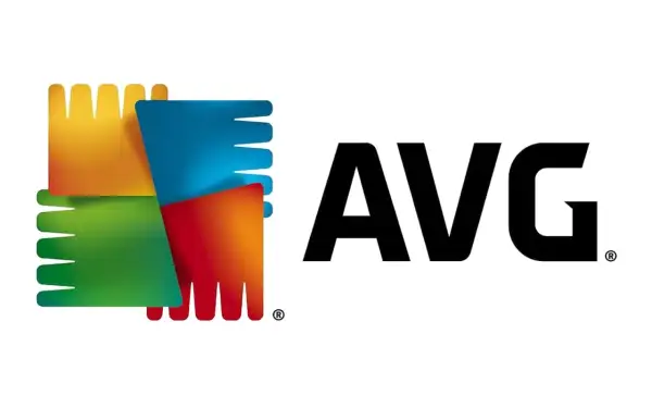 Logo AVG, znanej z oferowania darmowy antywirus. Kolorowe kształty symbolizują ochronę.