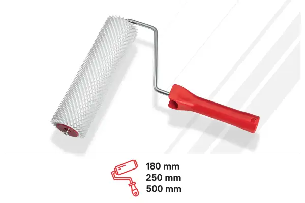 Rouleau débulleur pour ragréage, idéal pour éliminer les bulles d'air dans les enduits et résines. Disponible en plusieurs tailles.