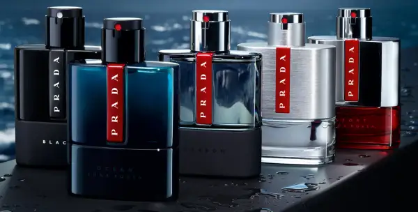Kolekcja męskich perfum Prada Luna Rossa: Ocean, Carbon, Black i Sport. Eleganckie flakony z czerwonym akcentem.