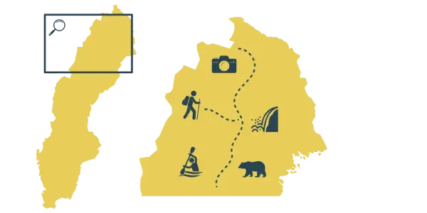 Eine Schweden Route mit dem Auto: Wandern, Kanufahren, Wasserfall und Bären beobachten.