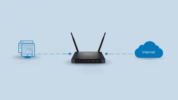 Router Mikrotik łączy urządzenia z Internetem, zapewniając płynny przepływ danych.