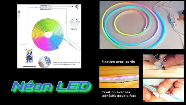 Comment faire tenir des LED au mur : vis ou adhésifs double face pour fixer votre ruban néon LED coloré.