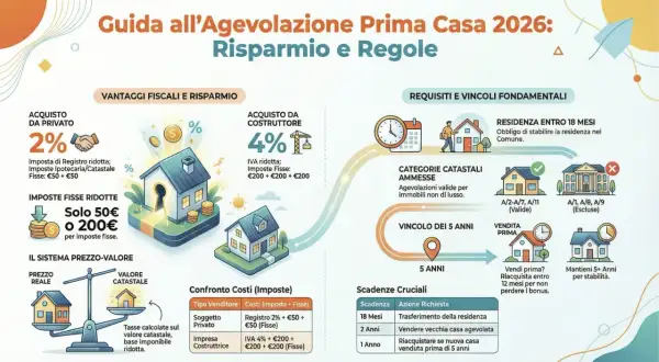 Guida all'agevolazione prima casa 2026: acquisto immobile da società, con vantaggi fiscali, requisiti e vincoli.