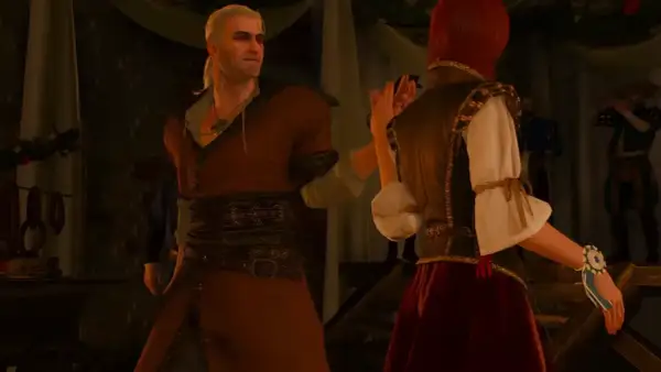 Geralt z Rivii w karczmie, czas na hulaj dusza wiedźmin 3.