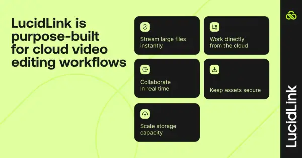 LucidLink streamlines cloud video editing, offering solutions for how to store large video files, instant streaming, real-time collaboration, and secure asset management.