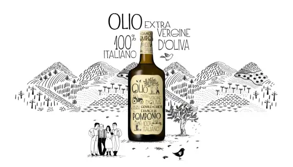 Olio 100% italiano, monocultivar Pomponio, che racconta la storia di una famiglia e del suo territorio.