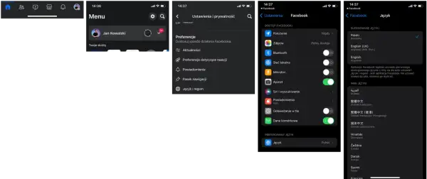 Jak zmienić język na Facebooku: Menu > Ustawienia i prywatność > Język i region > Język. Wybierz preferowany język z listy.