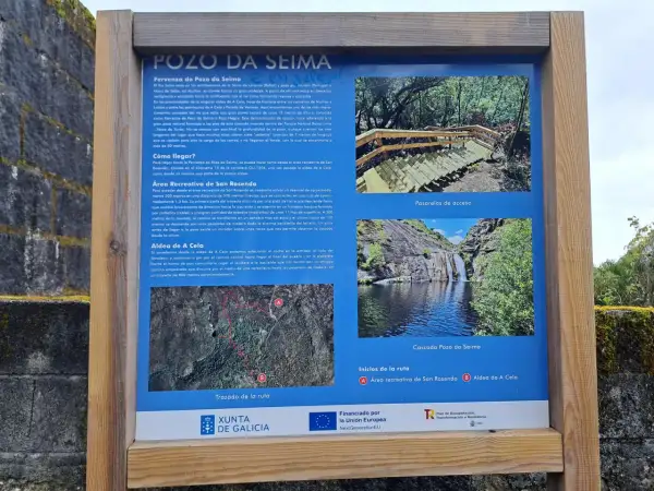 Pozo da Seima: cascada espectacular en Galicia. Senderos y pasarelas de madera te llevan a este rincón natural.