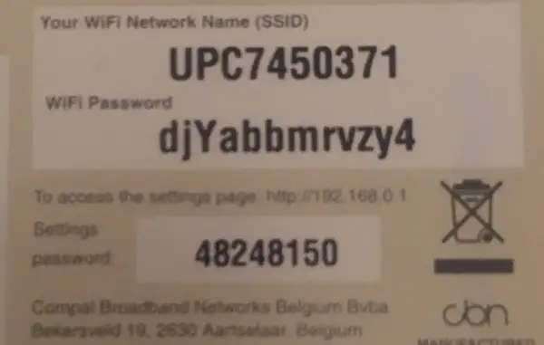 Hasło do wifi na routerze: djYabbmrvzy4. Nazwa sieci: UPC7450371.
