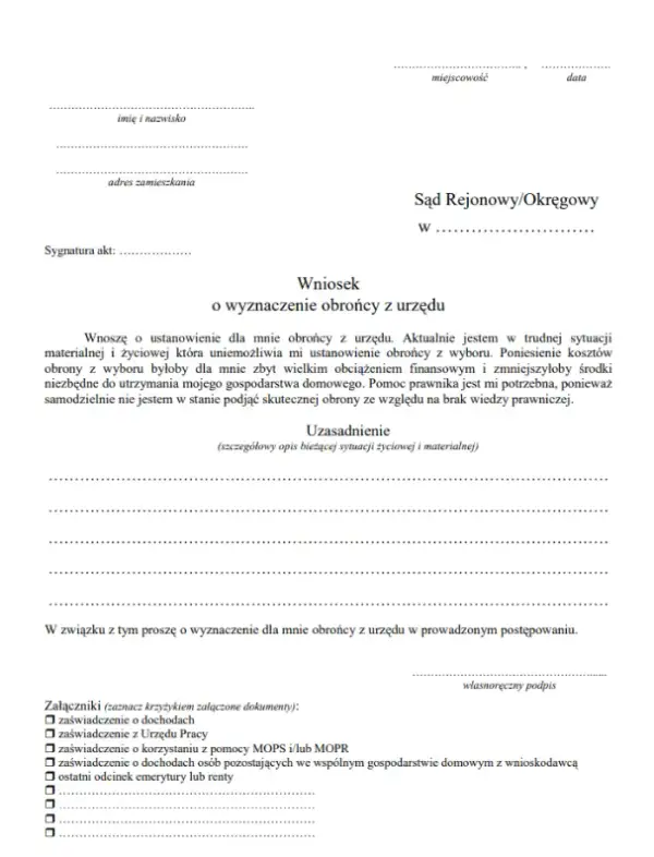 Gdzie złożyć wniosek o adwokata z urzędu, aby uniknąć problemów?