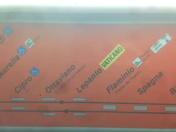 Mappa della metro di Roma con indicata la fermata Ottaviano - S. Pietro - Musei Vaticani, vicina al Vaticano.