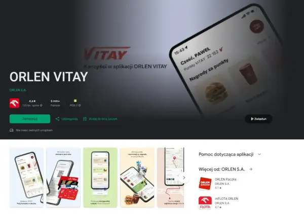 Aplikacja ORLEN VITAY umożliwia zbieranie punktów i wymianę ich na nagrody. To świetna akcja dla klientów stacji ORLEN.