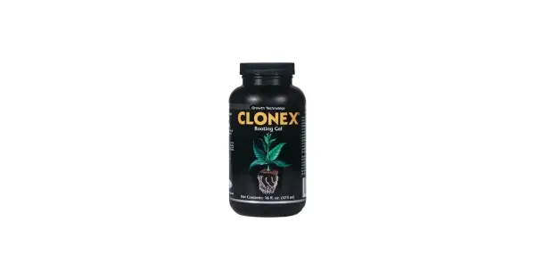 Flacone di Clonex Rooting Gel, ideale per le istruzioni d'uso. Promuove la radicazione delle talee.