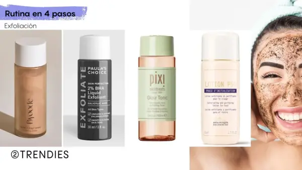 Rutina facial de exfoliación con productos de Byoode, Paula's Choice, Pixi y Biologique Recherche.