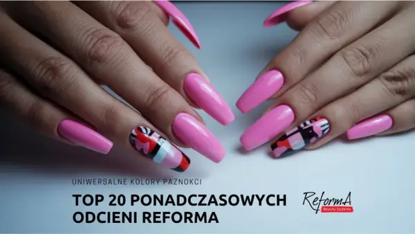 Długie, różowe paznokcie z geometrycznymi wzorami. Odkryj modne kolory paznokci 2025 i ponadczasowe odcienie.