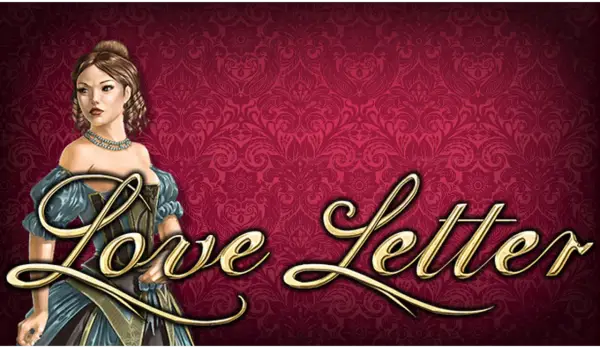 Elegancka kobieta w historycznym stroju, obok złoty napis "Love Letter".