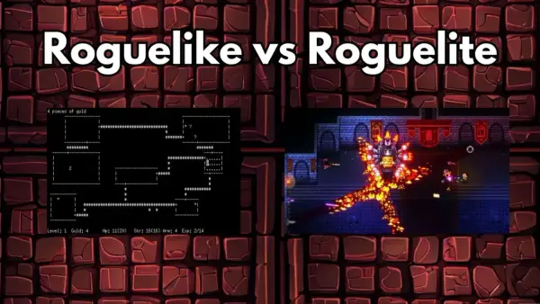 Porównanie gier: klasyczny roguelike z ASCII i nowoczesny roguelite z kolorową grafiką. Dowiedz się, roguelike co to!