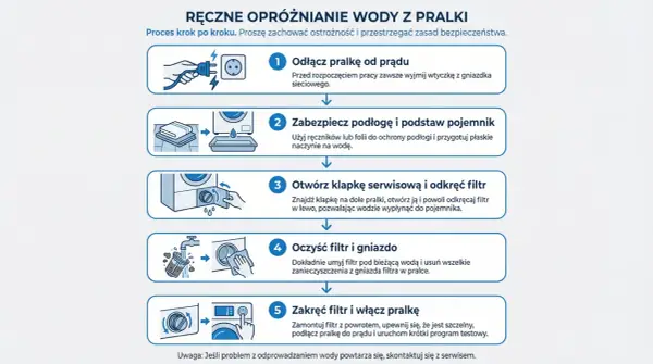 Woda w pralce? Jak spuścić ją szybko i bezpiecznie (instrukcja)